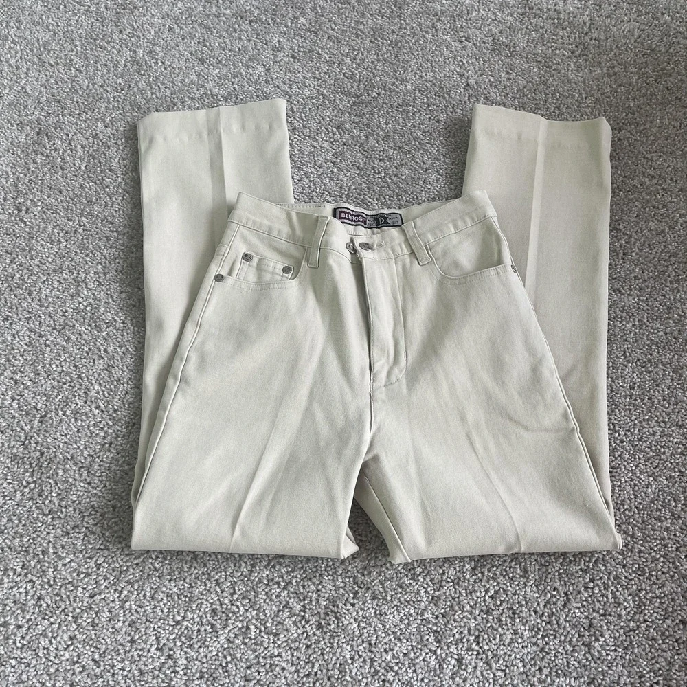 BenRose Straight Jeans Womens 27 Light Wash Beige 100% Cotton Denim Pants